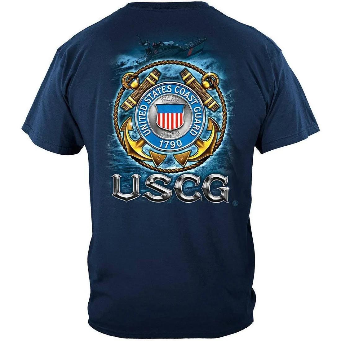 U.S. Coast Guard T-Shirt Patriotic Military USA Flag Veteran Graphic Tee XXL