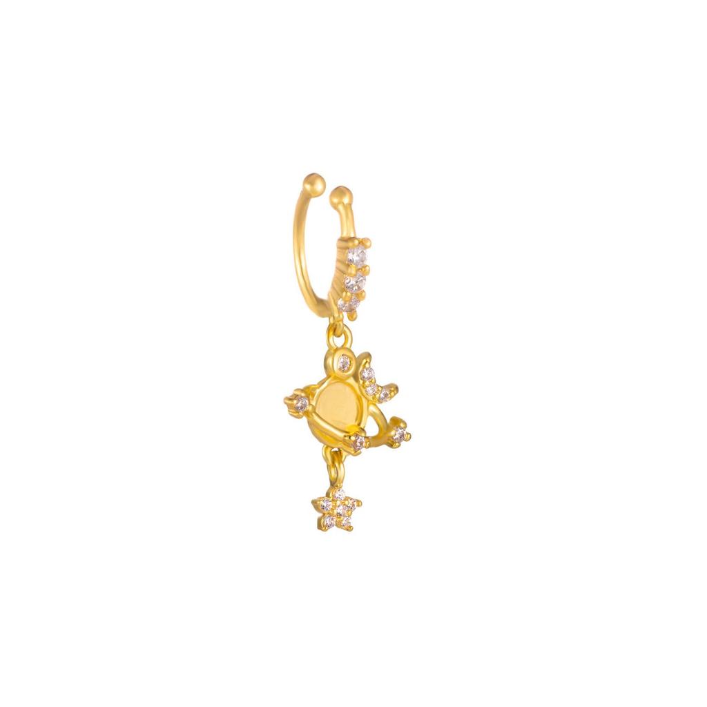 Elegant Sweet Copper Heart U-Shaped Zirconia Nose Clip Piercing-Free Stud for Women