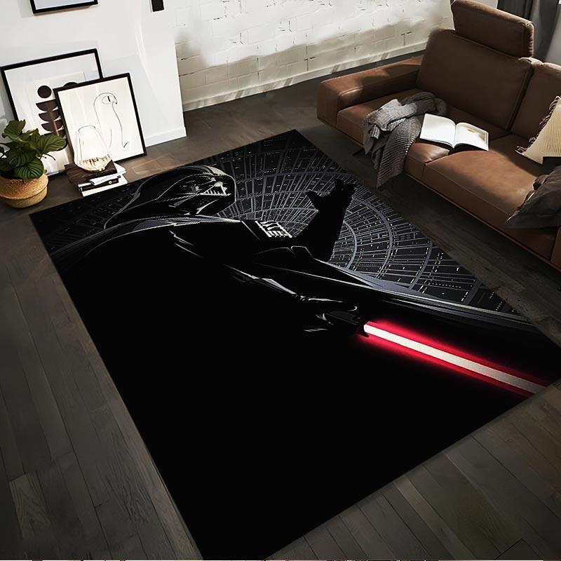 

Dark Sci-Fi Style Carpet with Red Blade Highlight and Galactic Design Suitable for use as an anti-slip for living room bedroom sofas 40x60cm( 15x23in )