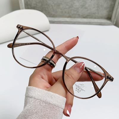 Cold Brown Frame Can Be Matched With Degree Glasses Frame Tr90 Frame Women'S Ultra-Light Myopia Optical Anti-Blue Light Glasses Glasses