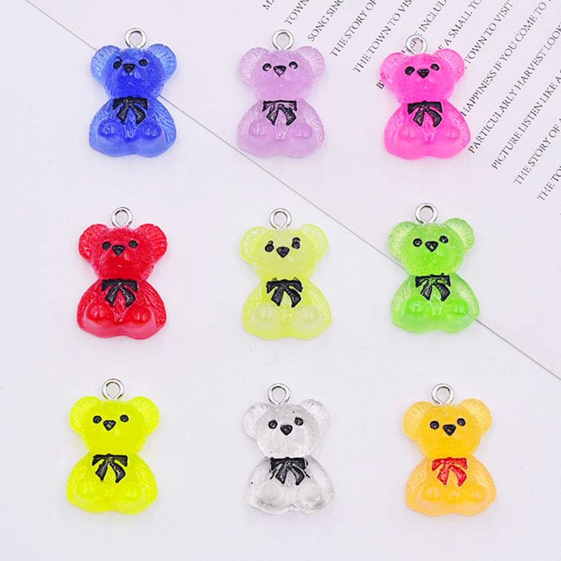 Colorful Resin Bow Bear Keychain & Jewelry Charm