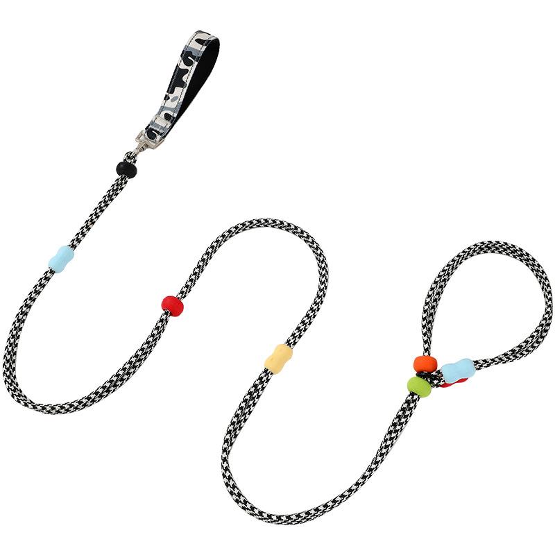 Pet Dog Leash Nylon Dog Traction Double Rope DOG LEAD Soft Handle Safety Buckle Explosion-proof Fashion Pet Leash P Chain чёрный