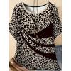 Fashion Women's Crew Neck T-shirt 3D Color Printing Crew Neck Short Sleeve Simple and Versatile