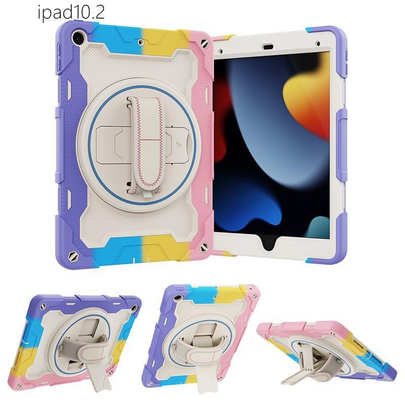 Silikon iPad Hülle mit drehbarem Ständer, Crossbody-Gurt, Air 13 Pro 11 10.2 12.9 Zoll - Stoßfeste Schutzhülle