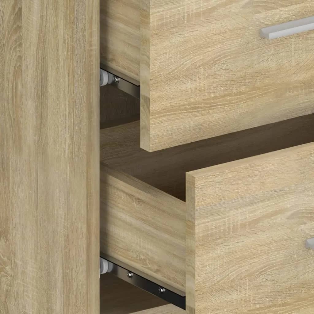Bed Headboard with Nightstands Sonoma Oak Wood Based Material