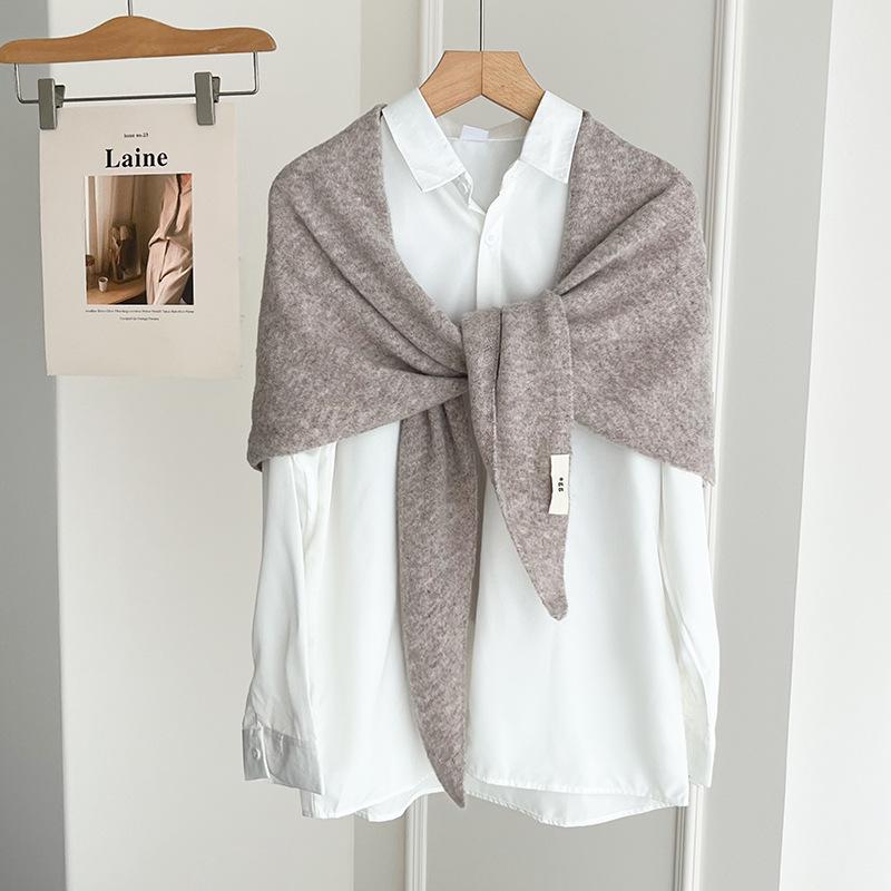 Women's Luxury Knit Shawl: Light, Versatile Solid Color Triangle Scarf & Cardigan for Spring/Autumn