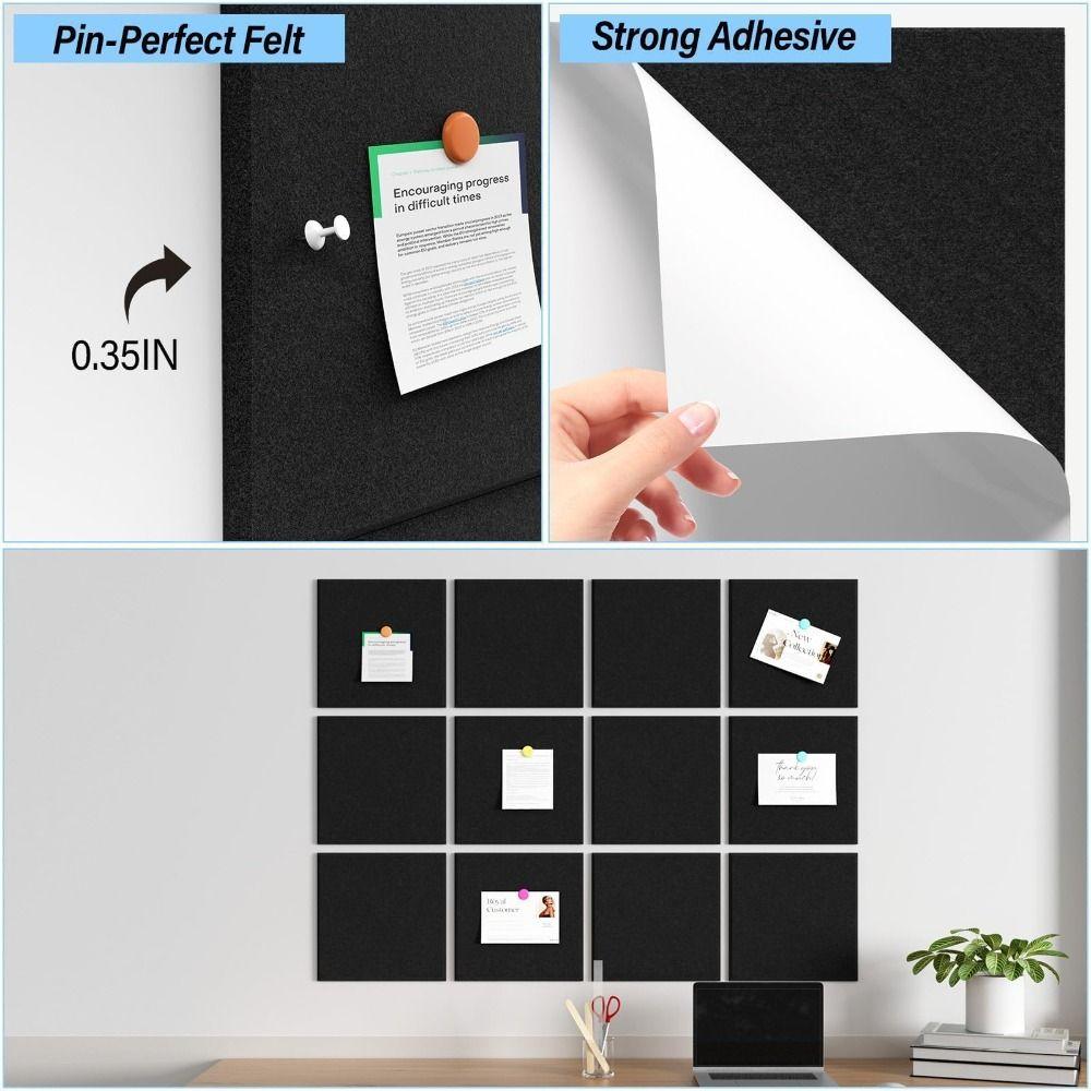 Felt Acoustic Panel Self Adhesive Wall Tiles Sticker Smooth Surface Bulletin Board  for Home Office