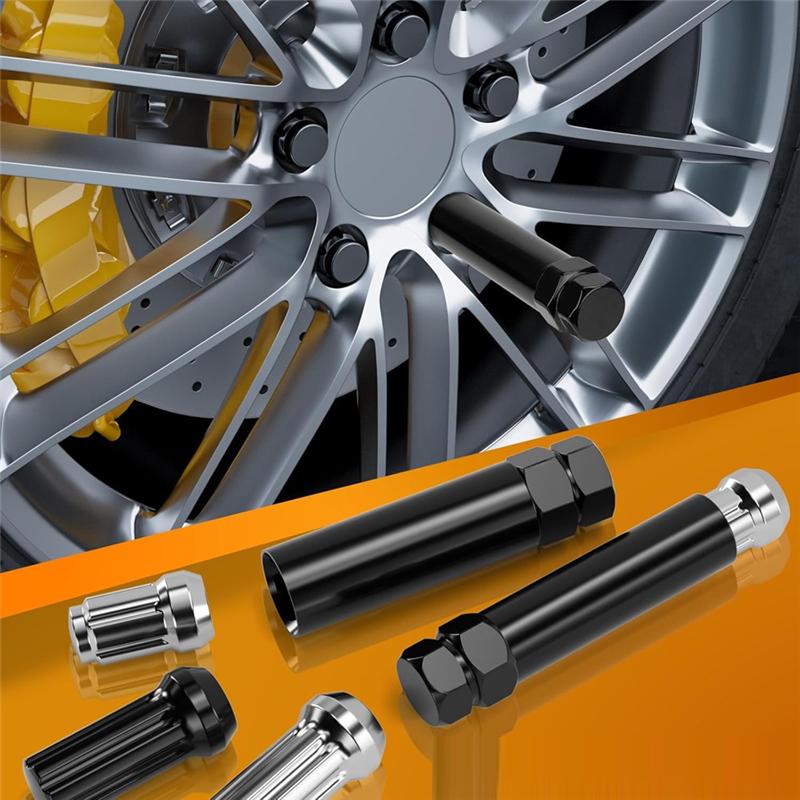 

Small 6 Spline & 7 Spline Sockets Fuel Rim Lug Nut Key Wrench For Aftermarket Lugnuts 14X1.5, 14X2.0, 12X1.5, 12X1.25 чорний