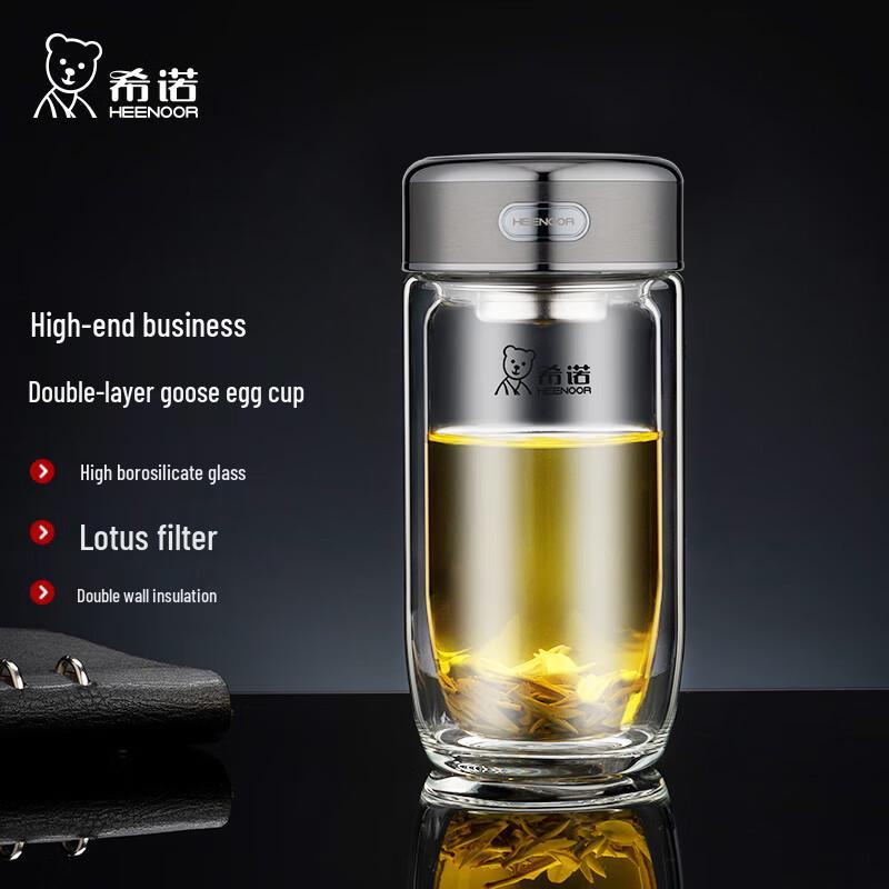 XINUO XN-L603 Double Wall Glass Water Bottle with Tea Infuser