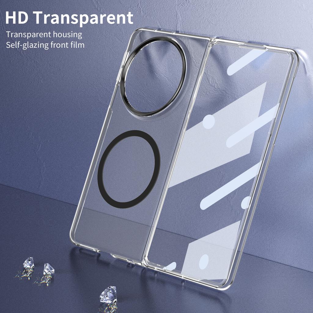 HD Transparent Magnetic Case For Huawei Mate X3 X5 X6 XT Foldable Crystal Clear Cover With Clear Tempered Glass Screen Protector