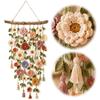 Handmade Cotton Floral Crochet Macrame Hanging Soft Artisan Wall Piece Boho Farmhouse Indoor Wall Art Ornament for Home Room