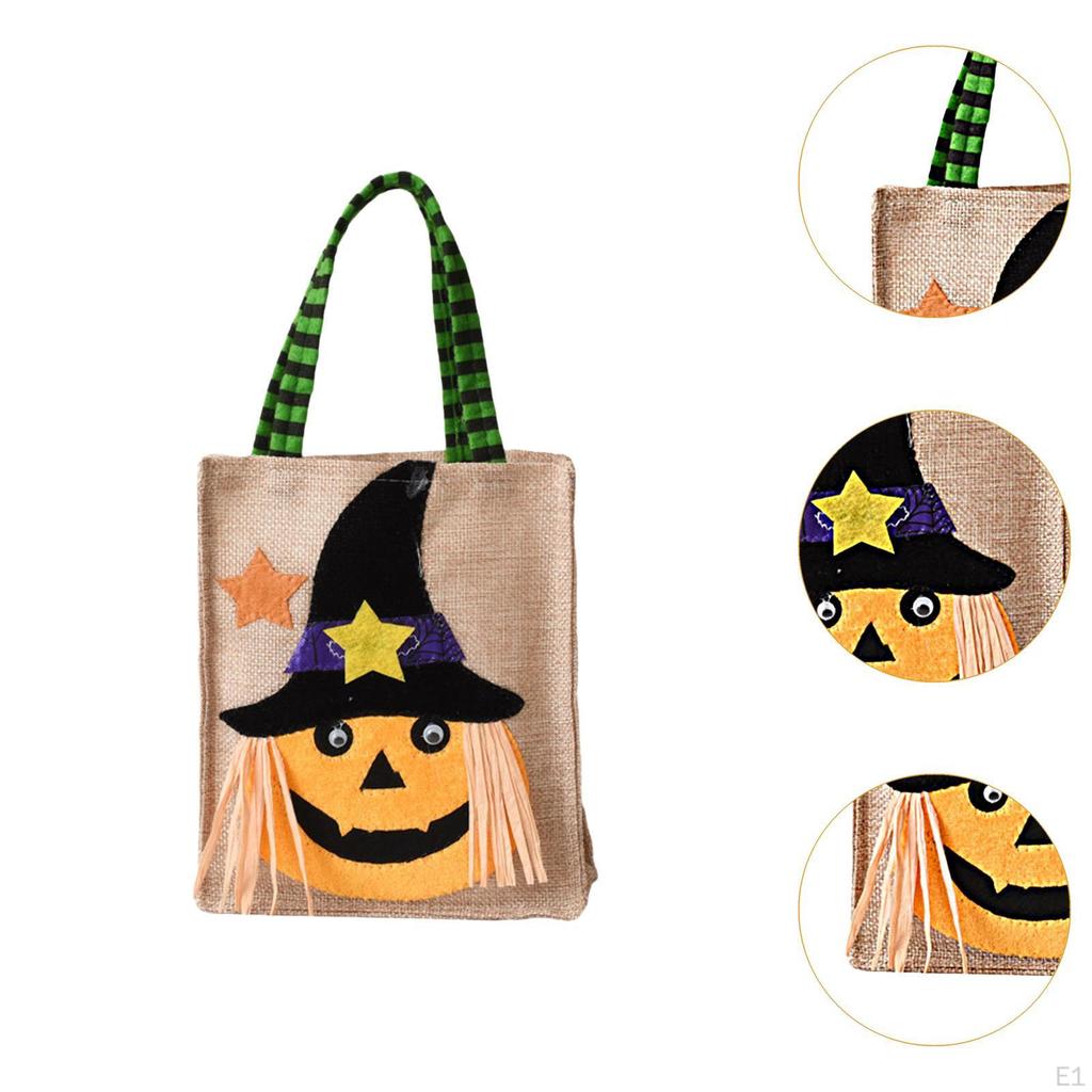 Halloween Gift Bag with Handle, Reusable Candy Bag, Pumpkin Festival Basket for Kids