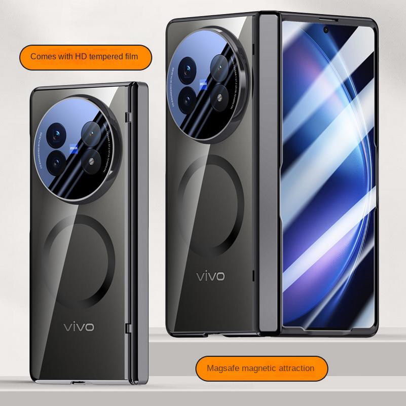 

Magsafe Magnetic Transparent Screen Tempered Glass Protect Case For VIVO X Fold 5 fold5 Spring Hinged Cover