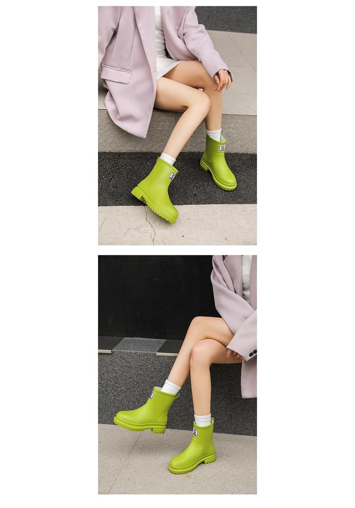 Women's Non-Slip Mid-Calf Waterproof Fashion Rain Boots for Kitchen and Car Wash Use