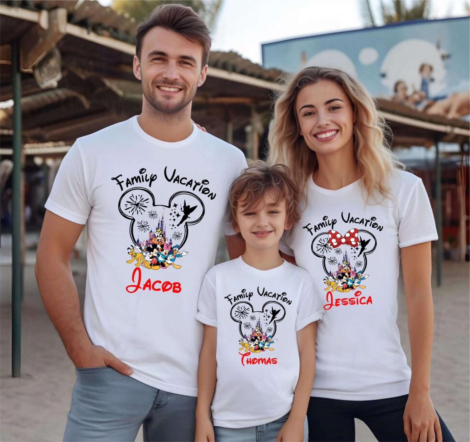 Personalised Disneyland T-Shirt, Mickey Minnie Disney Family Vacation Tour Top M