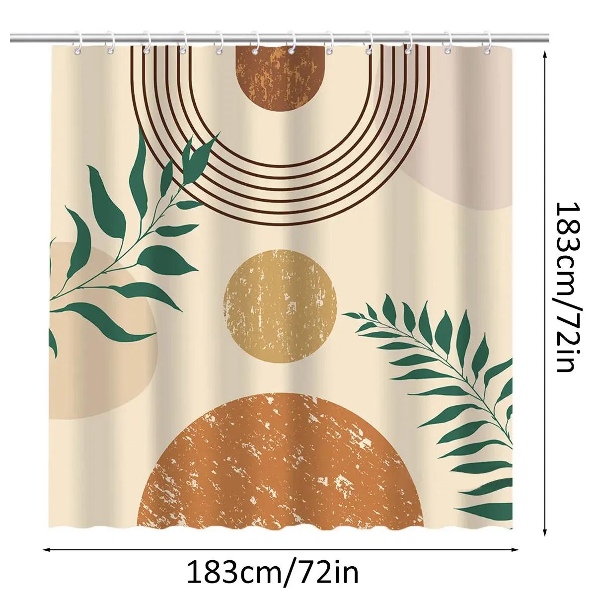 

Bathroom Curtains Shower Waterproof Modern Shower Curtain Set Leaves Plant Neutral Bathroom for Home Decoration 90x180cm-35x70in