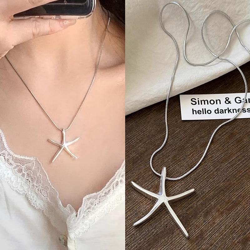 Simple Metal Starfish Pendant Necklaces For Women Men  Star Neck Chain Summer Wedding Party Jewelry Gifts