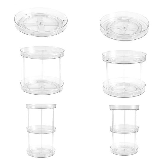 360 Degrees Rotating Storage Tray 1/2/3 Layers Lazy Susan Organizer Kitchen Pantry Cabinet Countertop Seasoning Spice Holder Cosmetic Turntable Rack