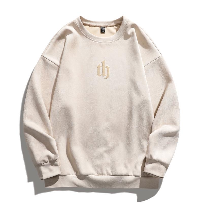 

Мужская замшевая готическая толстовка ACU | Осень 2025 г. Трендовый драпированный свободный топ M бежевый