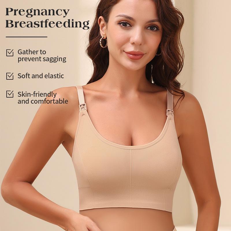 Seamless Wire-Free Nursing Bra: Comfortable U-Back Maternity Breastfeeding Bra with No Chest Pad.