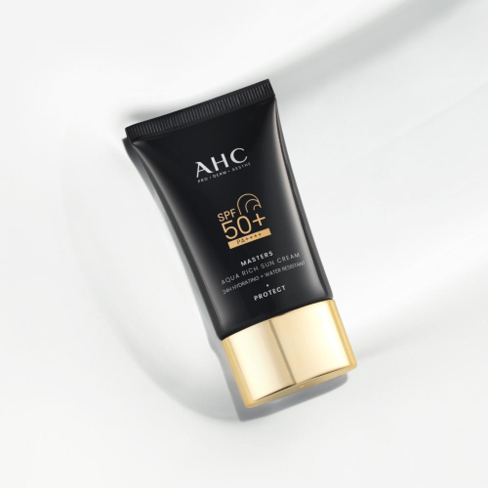 Ahc [2 Pcs] Masters Aqua Rich Sun Cream 50ml  Spf50+ Pa++++  + Prereset Cleansing Foam 30ml