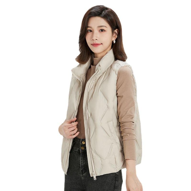 Autumn and Winter Women's 90 Down Light Duck Down Waistcoat  Striped Down Jacket Plus Size Waistcoat
