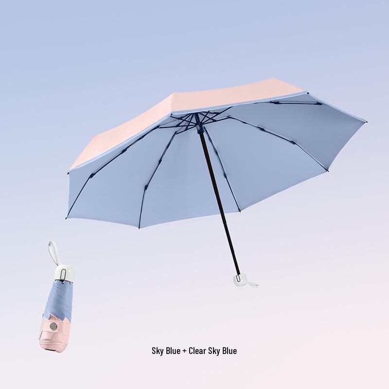 Ultralight Five-Fold Pocket Umbrella: Mini Black Glue Sunshade for Rain or Shine