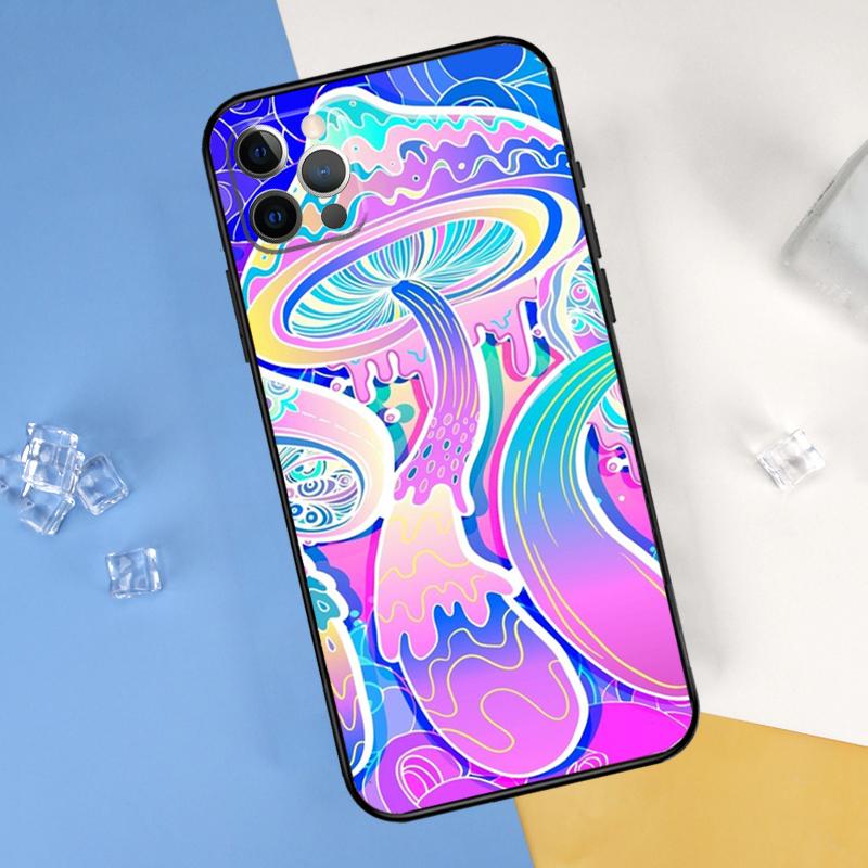 Trippy Mushroom Psychedelic Art Phone Case For iPhone 16 Pro Max 13 12 Mini 11 14 15 Pro Max XR 16 15 Plus 16e Cover Shell