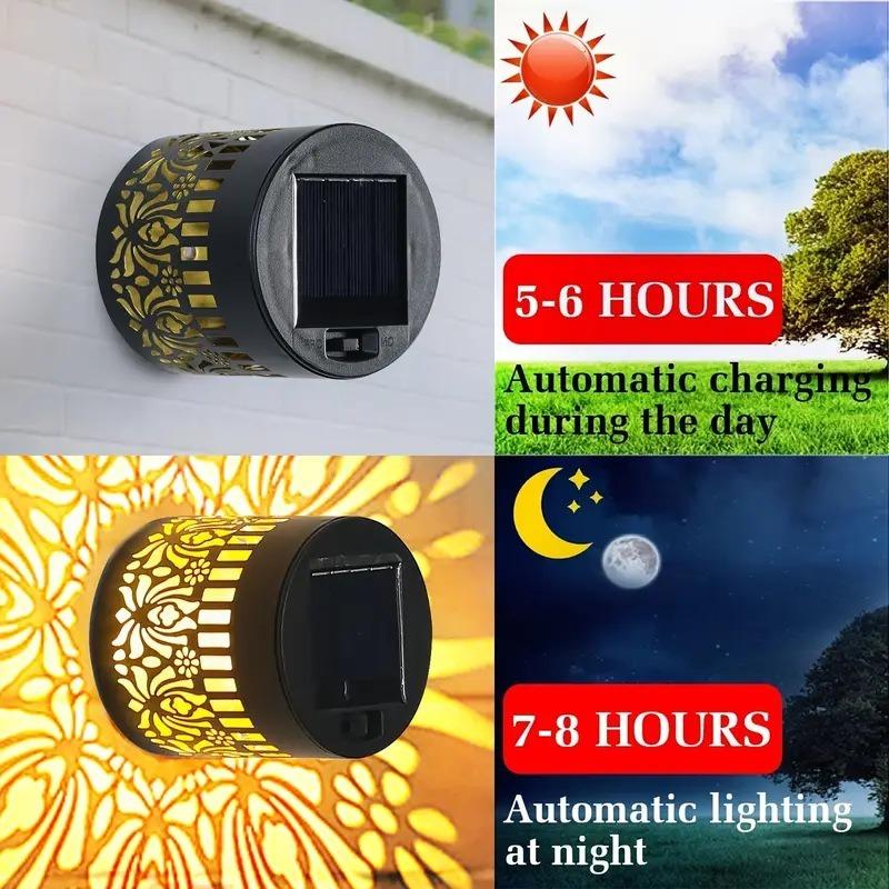 1/4 Pack Solar Hollow Peony Wall Lamps, Iron Outdoor Garden Decor Lights, Waterproof Yard Lighting, Party Decor Gift