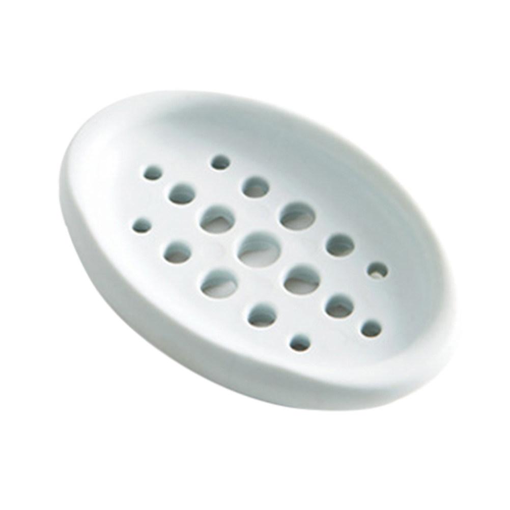 Creative Oval Silicone Soap Dish Tray Blue Better Drain Design Soap Case Holder for Shower Bathroom Kitchen Counter