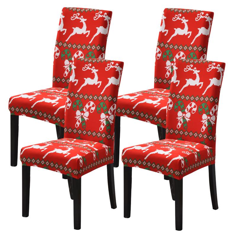 34 Color Christmas Chair Covers Dining Room Stretch Seat Protector Chair Covers for Kitchen Office Hotel Banquet Ceremony Party 2/4/6 Pieces