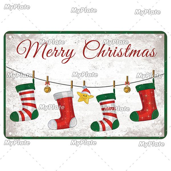 [MyPlate] Christmas Metal Sign Vintage Tin Sign Bar Decorative Plaque Home Decor Bar Wall Sticker Party Poster Gift