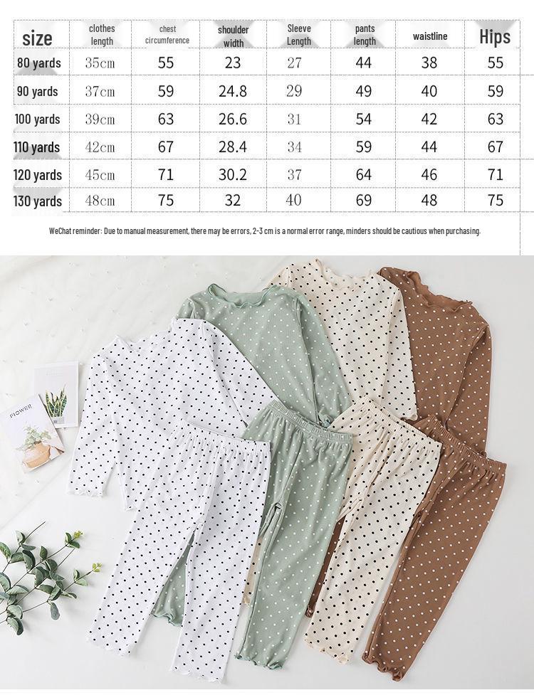 Girls' Polka Dot Summer Pajama Set - Light, Stylish Two-Piece for Home or Air-Conditioned Wear