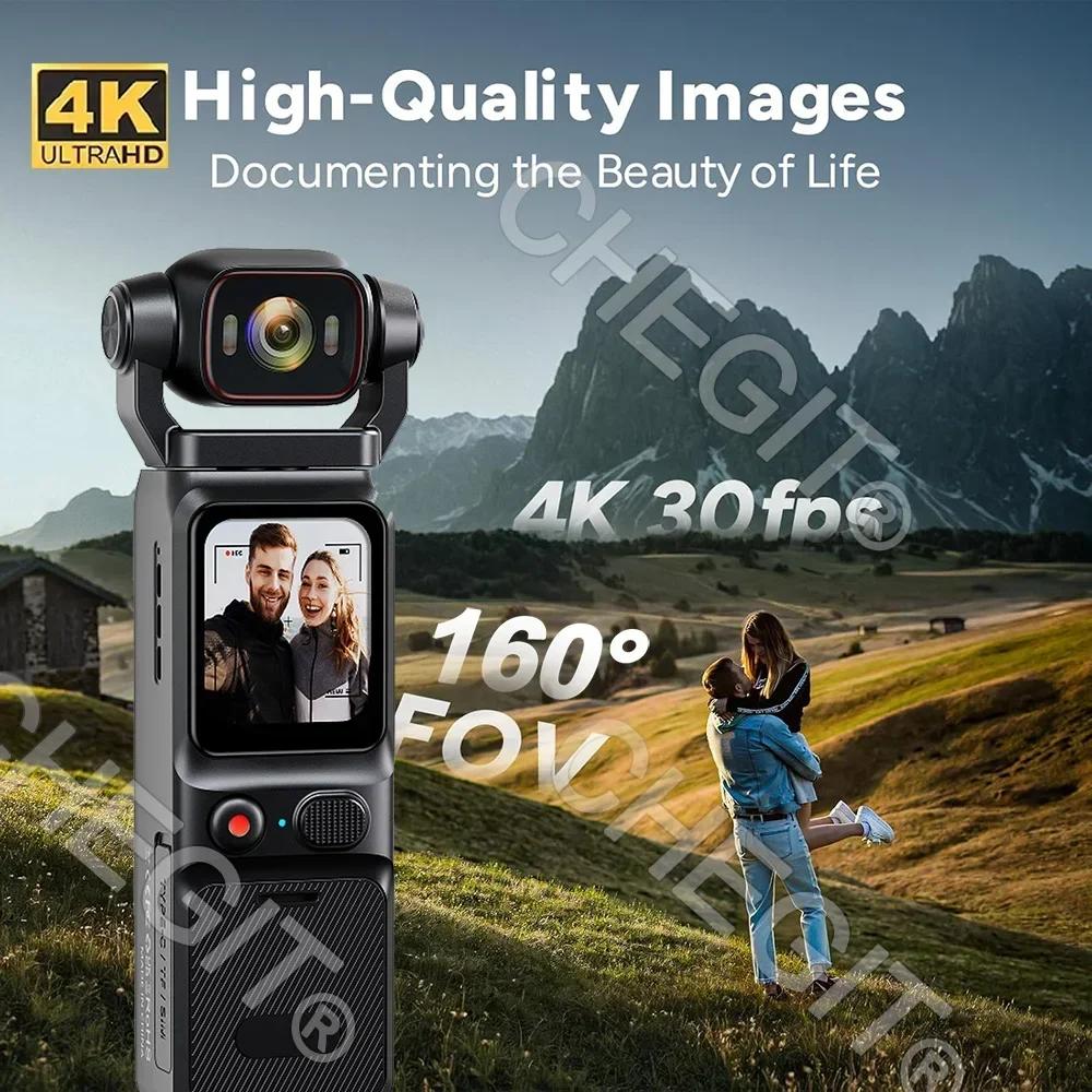 4K UHD Pocket camera Video recording camera With TouchScreen, 3000mAh, Handheld action cameret Travel Bicycle Driver Recorder
