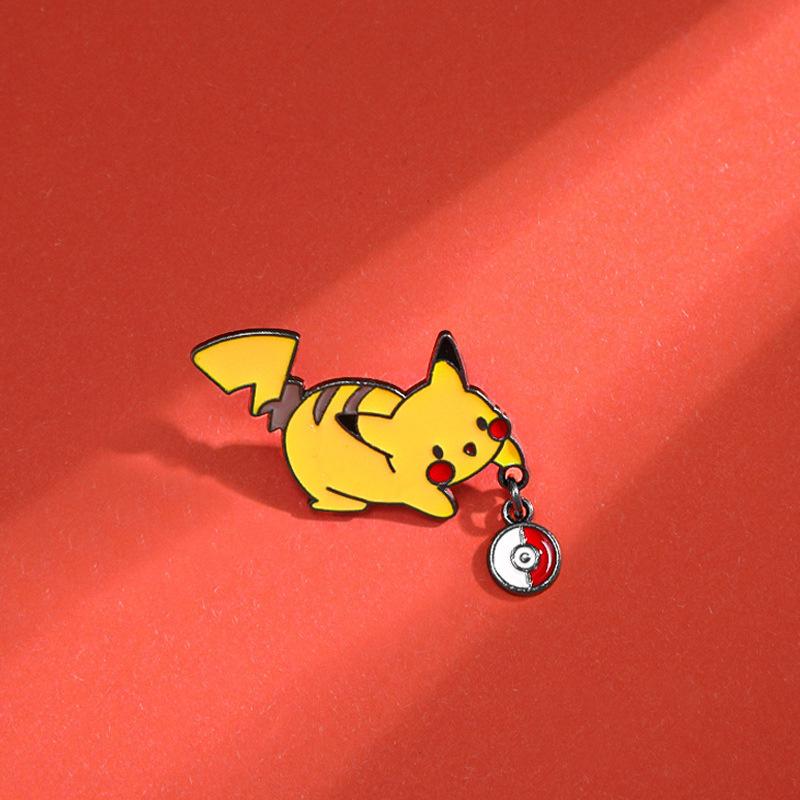 Покемон Аниме Пикачу Мультяшный Периферия Металлический Значок Милый Брошь Модный Мешок Сплав Украшения