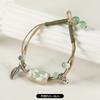 Retro ceramic flower woven bracelet niche literary hand rope small fresh bell bracelet female