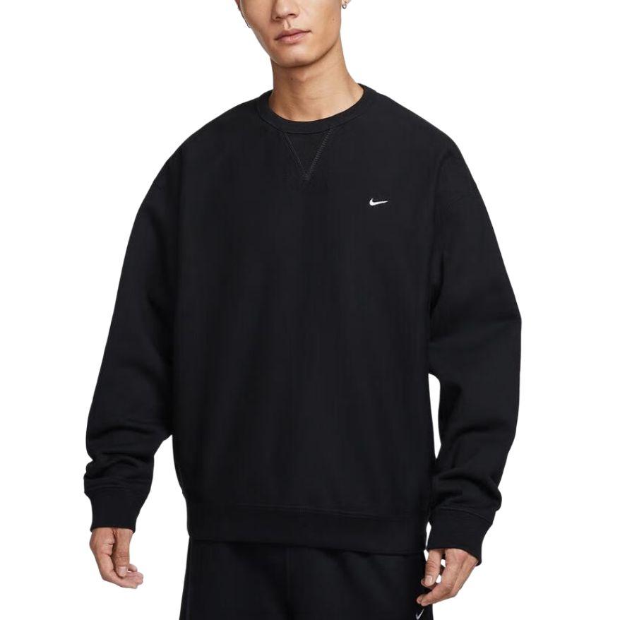 Nike Black Solo Swoosh Plush Crew Neck Sweatshirt Men s HV1087-010 2XL
