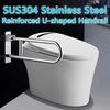 304 Toilet Bathroom Foldable Handicaped Hand Bar U-Shaped Handle Grab Stainless Steel Elderly Safety Handrail