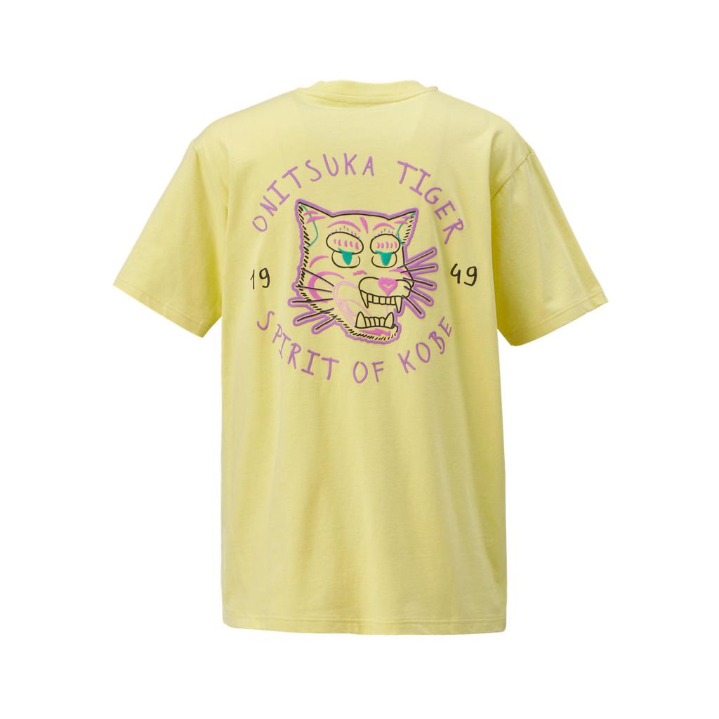 Onitsuka Tiger Letter Print Round Neck Short Sleeve Drop Shoulder T-Shirt Unisex T-Shirt Yellow 2183B158-300