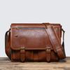 Vintage A4 Akten Tasche Herren Echte Leder Schultertasche Pflanzlich gegerbtes Leder Damen Umhängetasche Rindsleder Große Kapazität Computertasche
