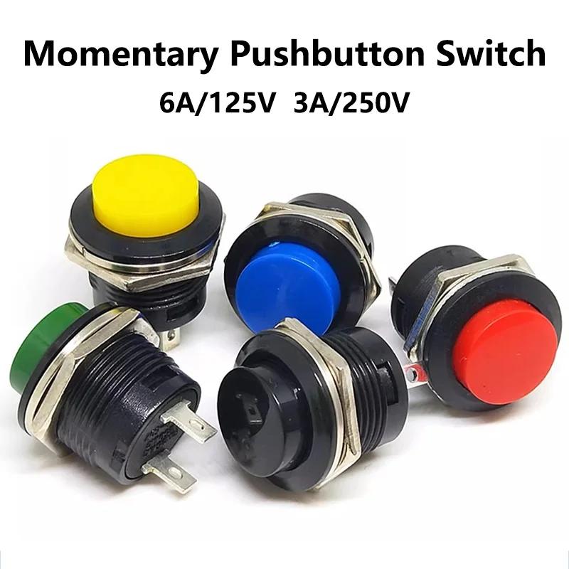 R13-507 Round-shape Push Button 2Pin 16MM Self-Reset Momentary Electric Switches