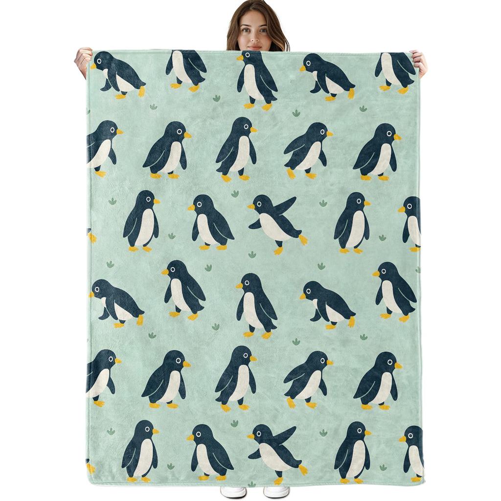 Penguin Blanket Soft Cute Penguins Flannel Fleece Throw Blanket Lightweight Fuzzy Plush Blanket for Couch Bed Sofa Home Decor