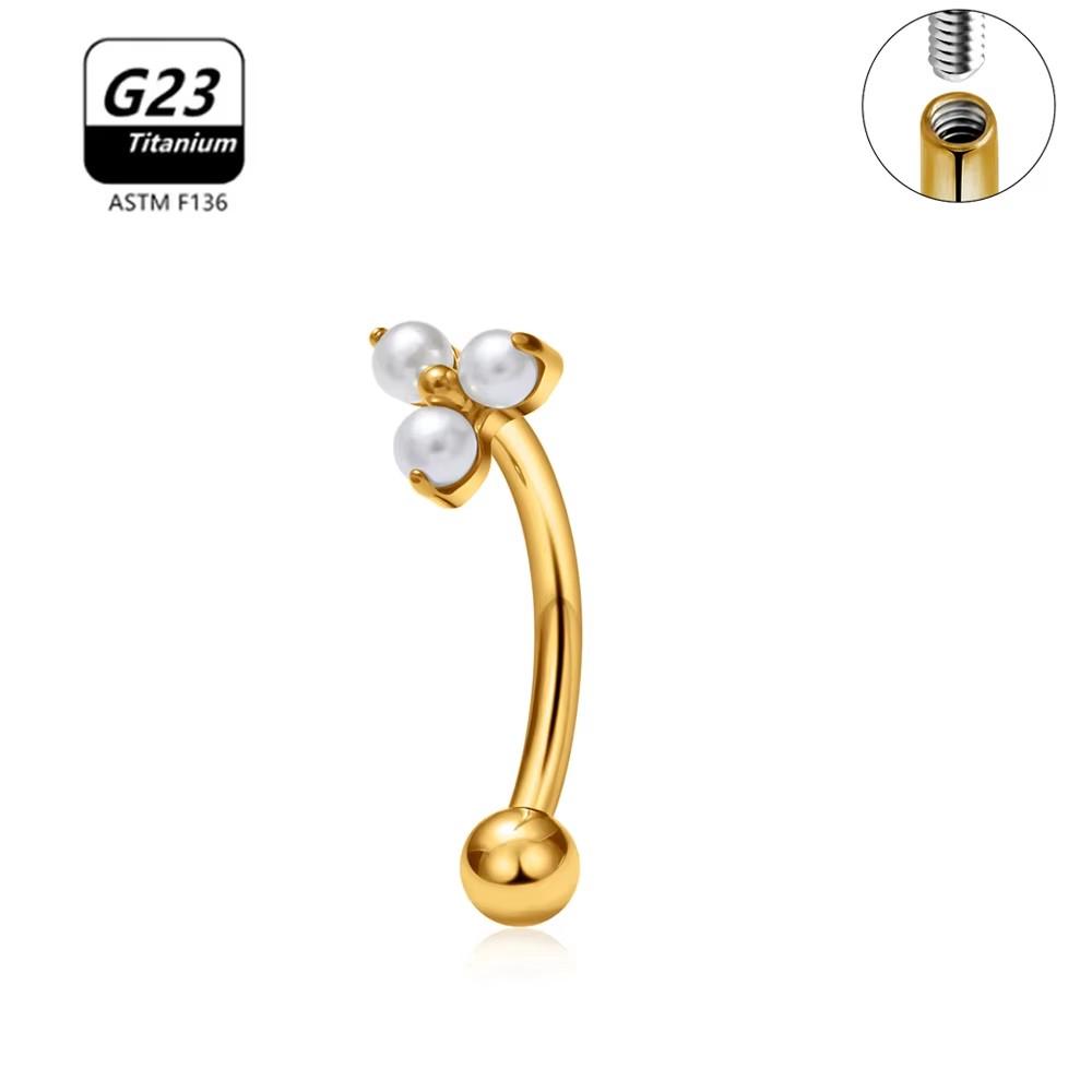G23 Titanium ASTM-F136 Nternal Thread Eyebrow Piercings Body Jewelry For Women Zircon Earring Star Flower Heart