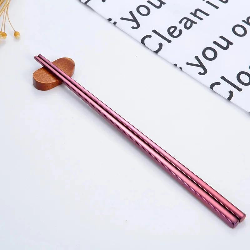 1 Paar Edelstahl Essstäbchen Wiederverwendbar Tragbar Essstäbchen Koreanische Metall Essstäbchen Küchenzubehör Spülmaschinenfest