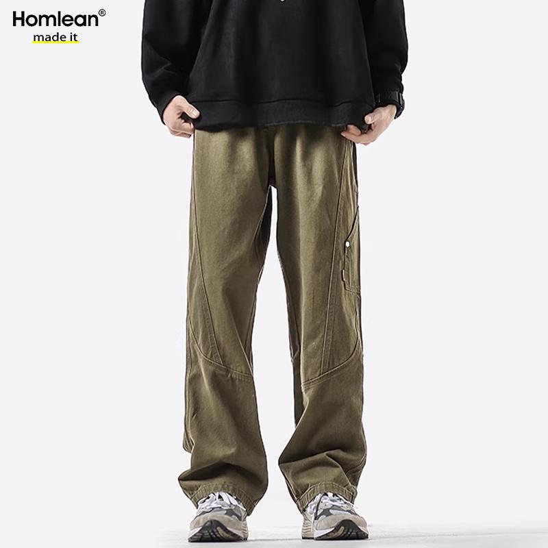 Homlean Men's American Style Cotton Loose Cargo Pants HS60