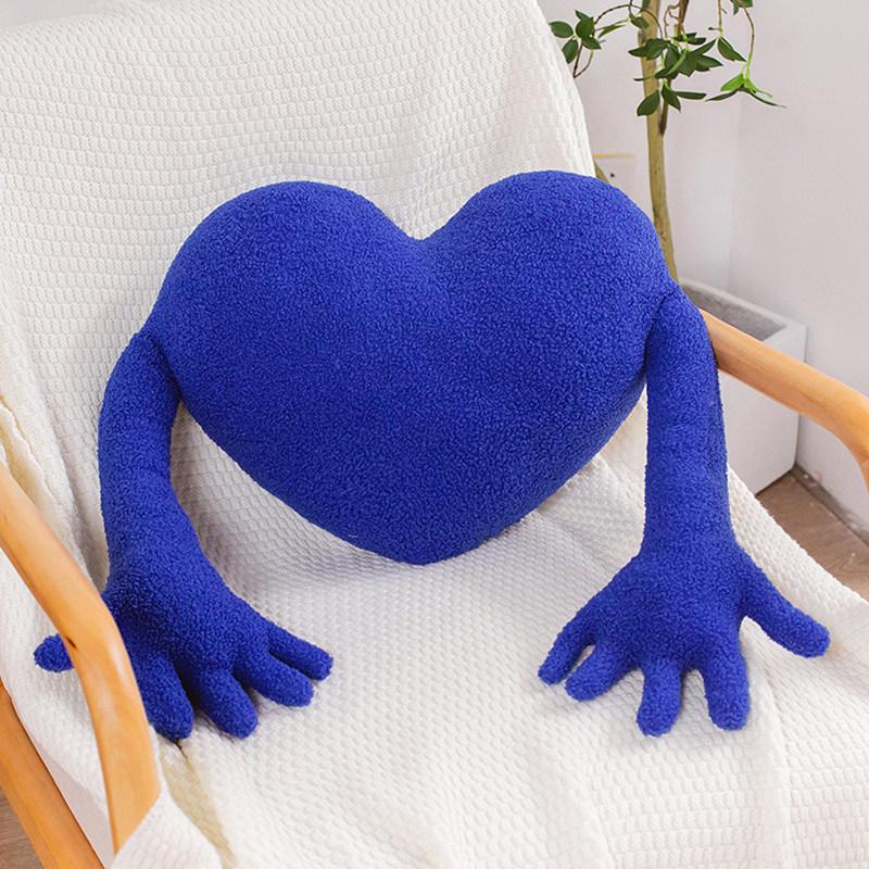 Couple Love Heart Palm Pillow Plush Toys Creative Modeling Red Cushion Blue and White Love Heart Plush Dolls
