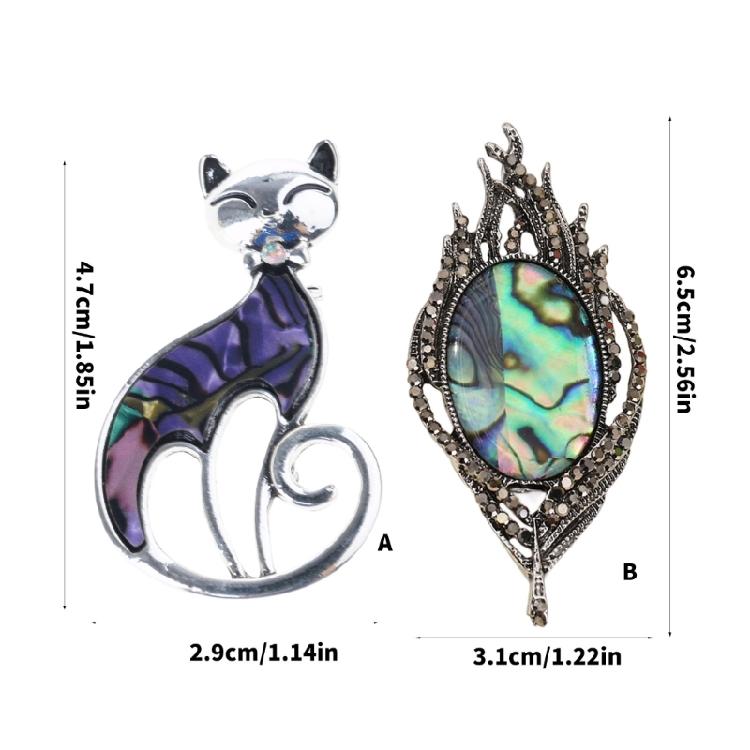 Handmade Feather/Cats Brooch Lightweight Copper Alloy Decoration Accessories For Jackets Scarves And Handbags