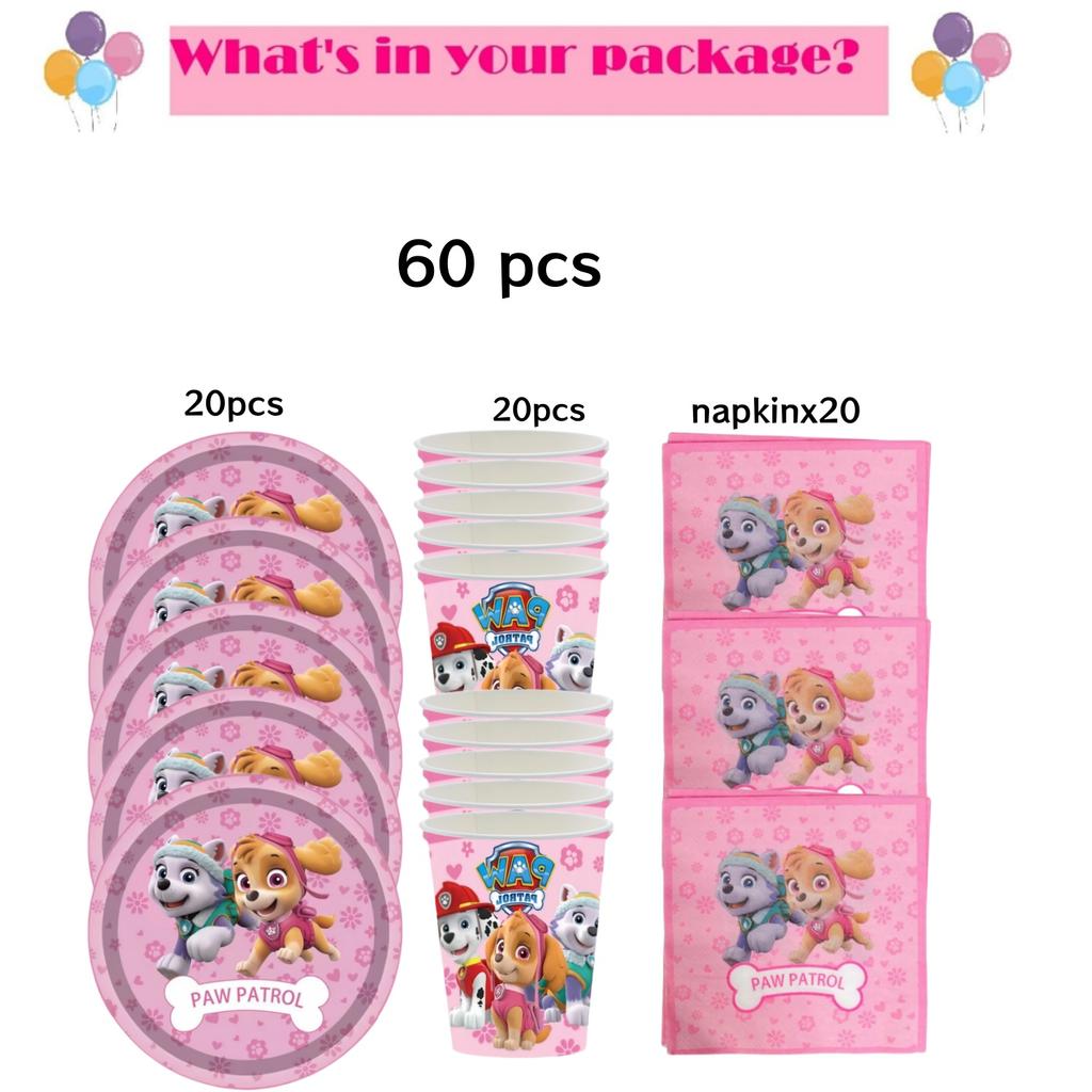 Roze Paw Patrol Verjaardagsfeest Decoratie Skye Wegwerp Servies Tafelkleed Bord Folie Ballonnen Babyborrel Meisjes Feestartikelen