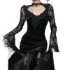 Women's Gothic Lace Long-Sleeve Halloween Mermaid Dress