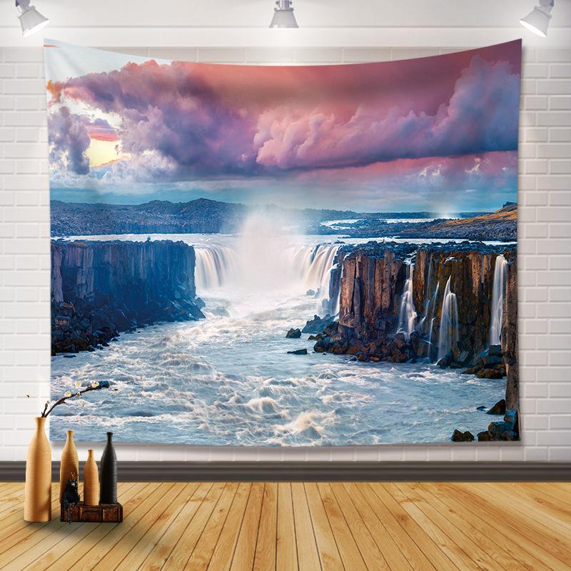 VIKAMA American Highway Snow Mountain Tapestry Outdoor Landscape Wall Hanging for Bedroom Living Room Homestay Decor